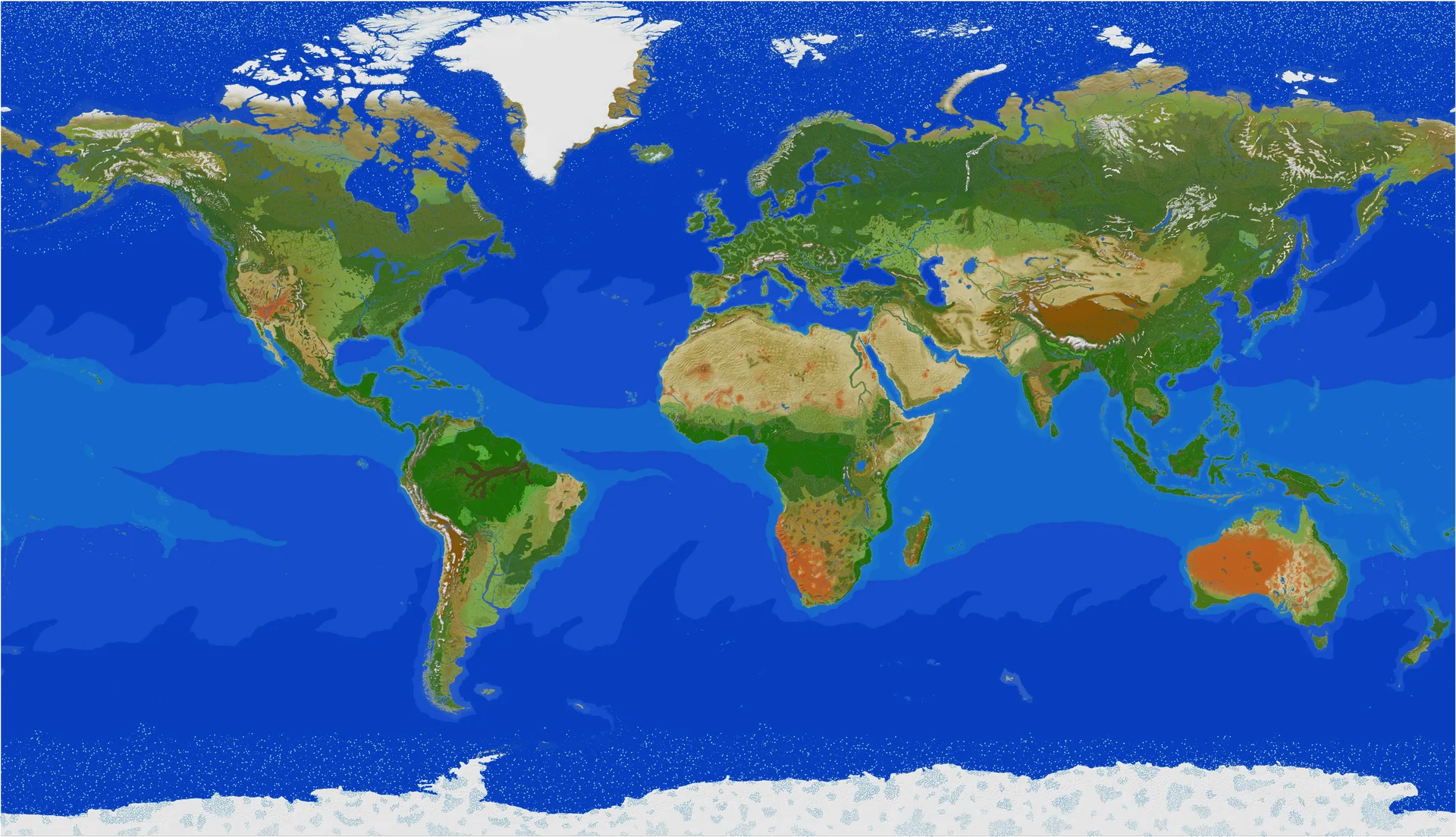 La carte de la planète Terre reproduite dans Minecraft sur le serveur Minecraft Earth BananiakMC